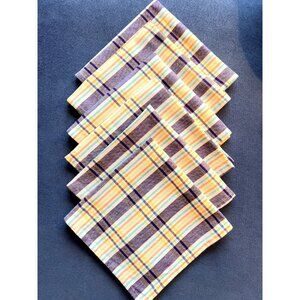 S/6 Genuine Fiesta Plaid Napkins 100% Cotton Blue Homer Laughlin Table Linens